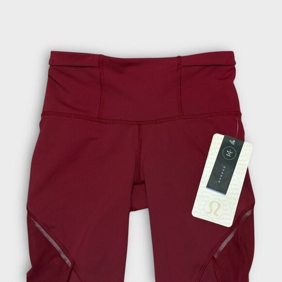 NWT Lululemon Run With The Sun Crop 4 Rosewood Luxtreme Mesh NEW Leggings - Picture 9 of 10